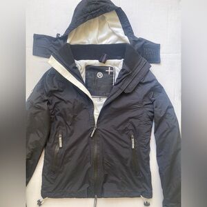 SuperDry Arctic Hooded Cliff Hiker Jacket Size S Black White Fleece Lined UNISEX